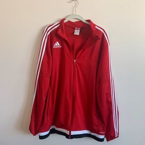 Adidas Red Track Jacket with Black Stripe